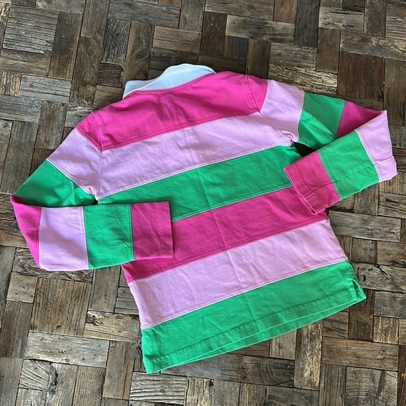 Lilly Pulitzer Girls Long Sleeve Pink Green Striped Polo Shirt Size 8 - Picture 10 of 10
